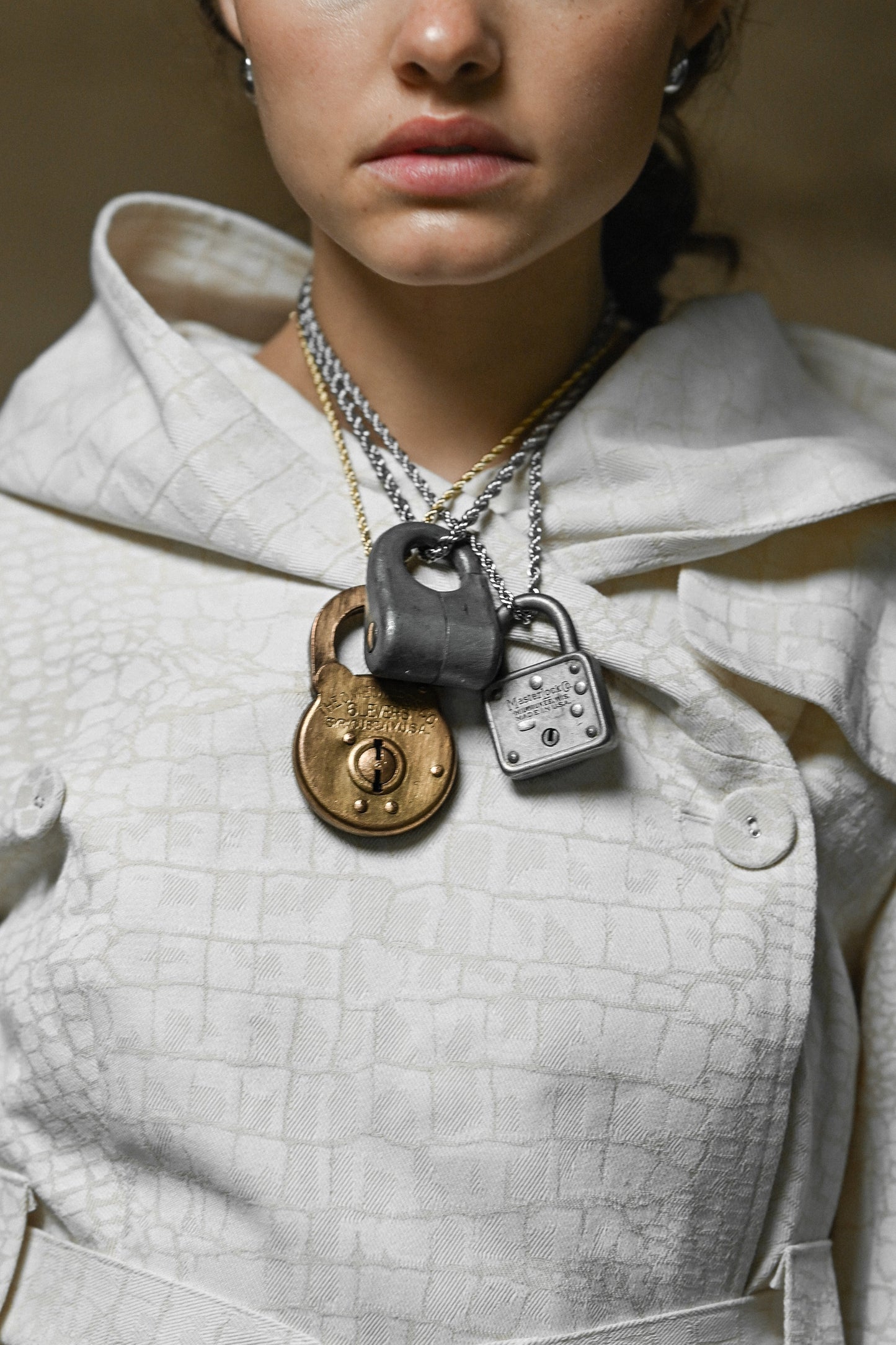 Upcycled Lock Necklace — Square Brass/Gold