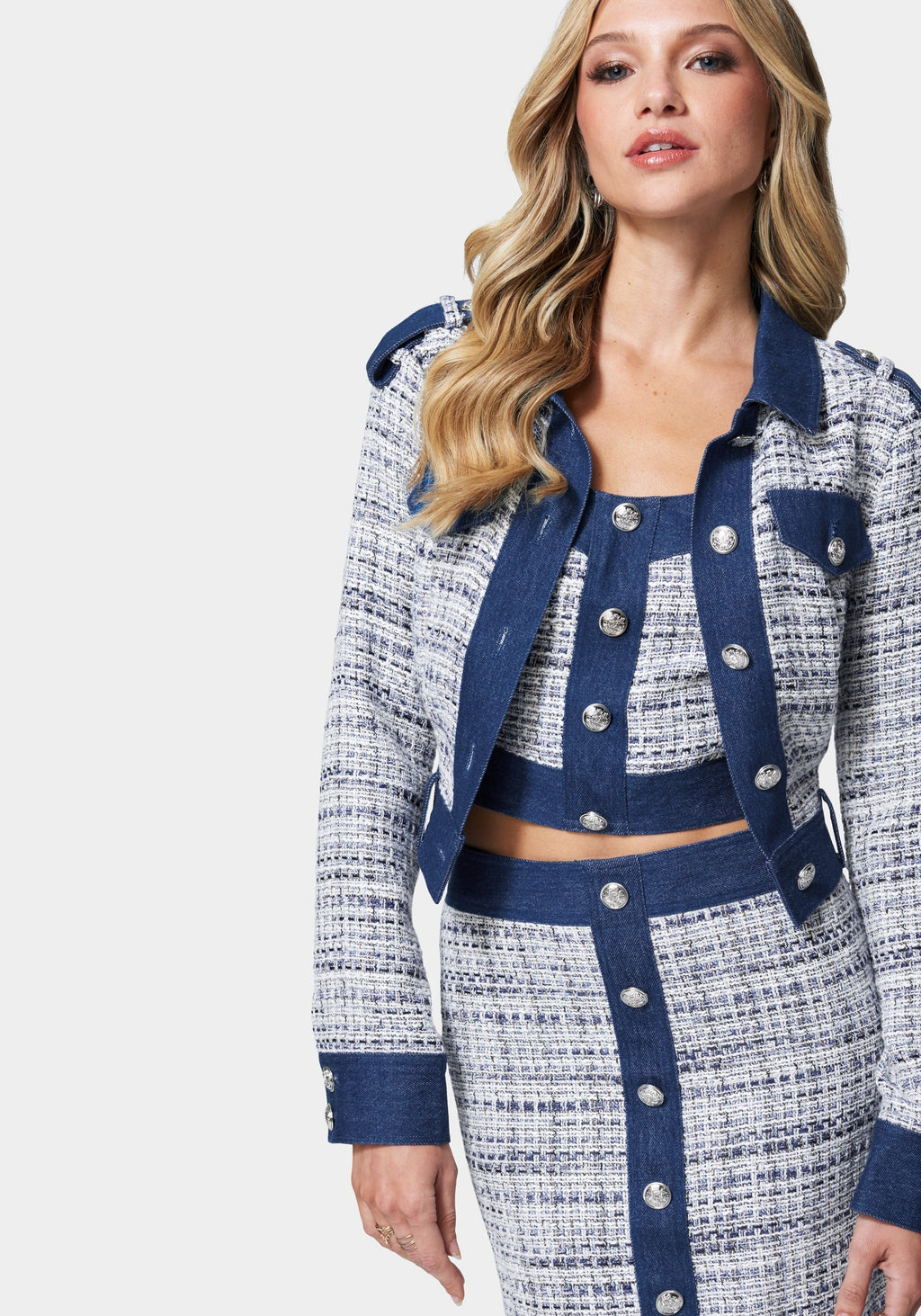 Tweed & Denim Combo Tailored Jacket