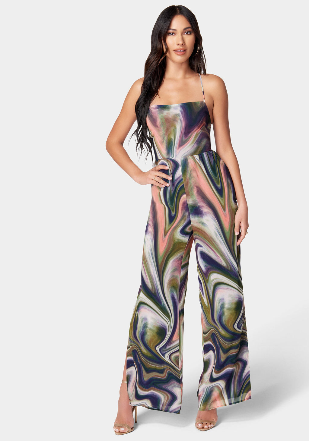 Lace-Up Side Slit Jumpsuit