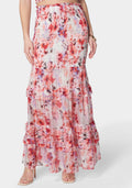 High Waist Smocked Ruffle Maxi Skirt