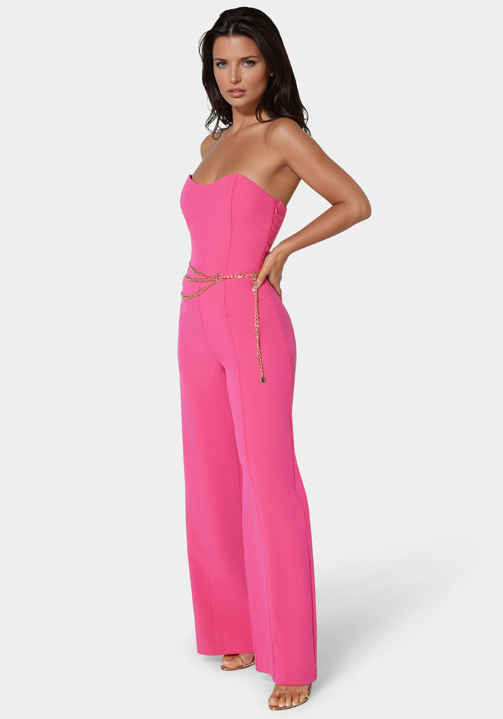 Scoop Neck Belted Palazzo Leg Jumpsuit
