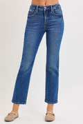 Venus High Rise Cropped Straight Leg Jeans Dark Wash