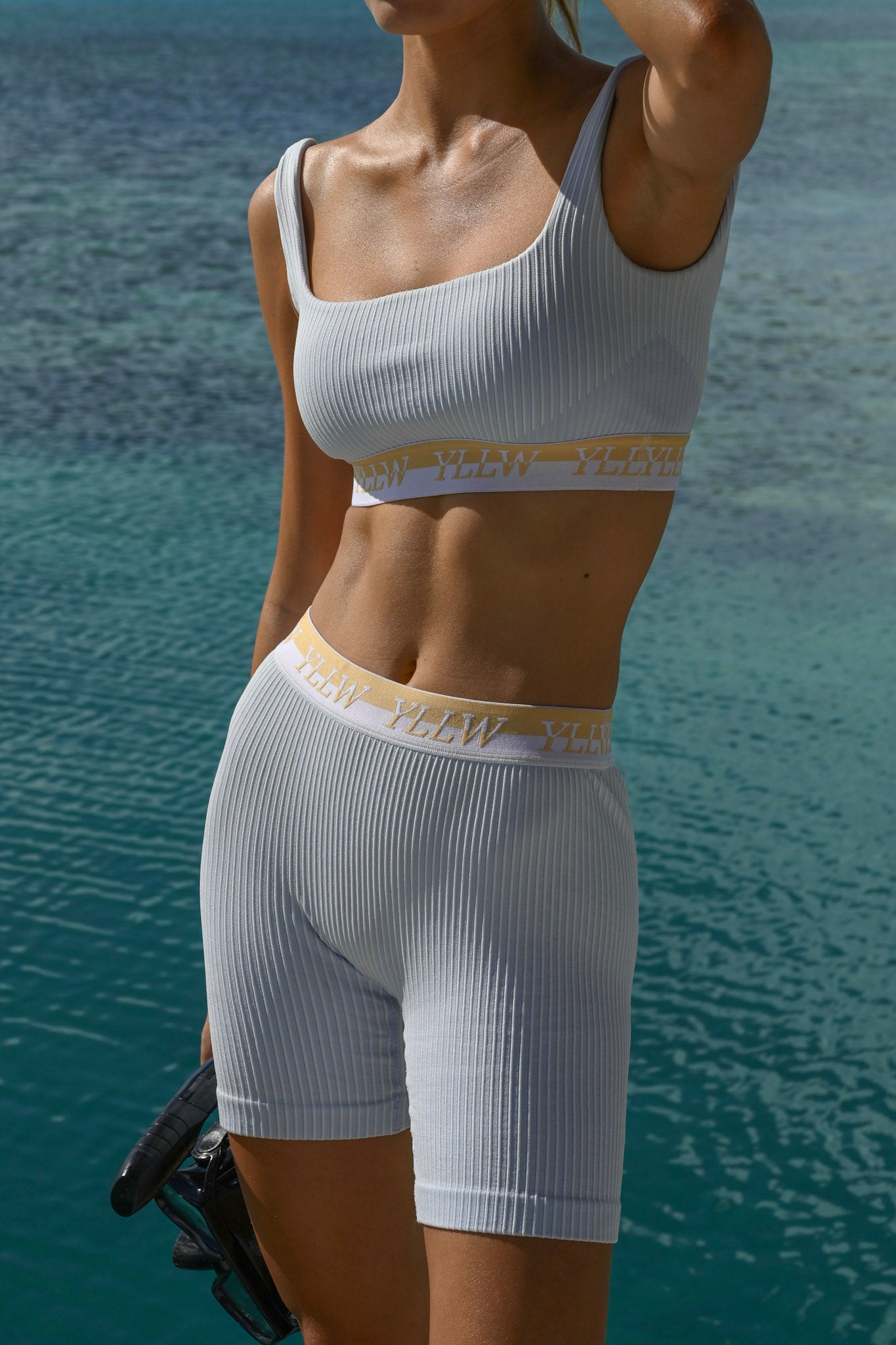 Aly Ribbed Shorts  — Azurro