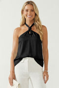 Finn Sleeveless Halter Cord Keyhole Top Black