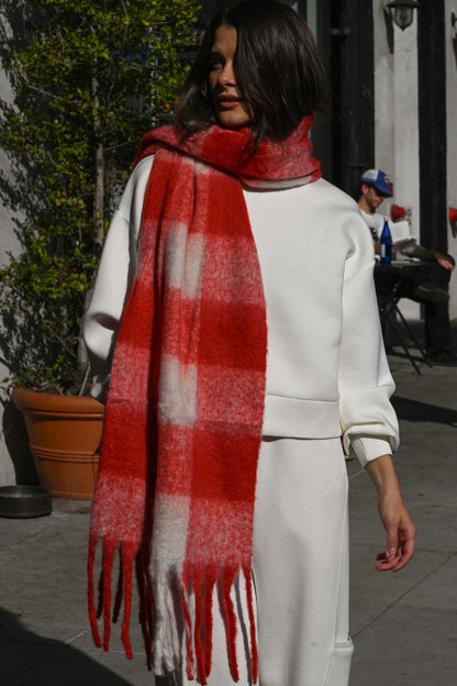 Leah Oversized Blanket Scarf — Red
