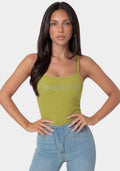 Bebe Logo Racer Back Rib Tank