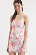 Karla Sleeveless Eyelet Sweet Summer Dress Floral Print Mini Dress Pink