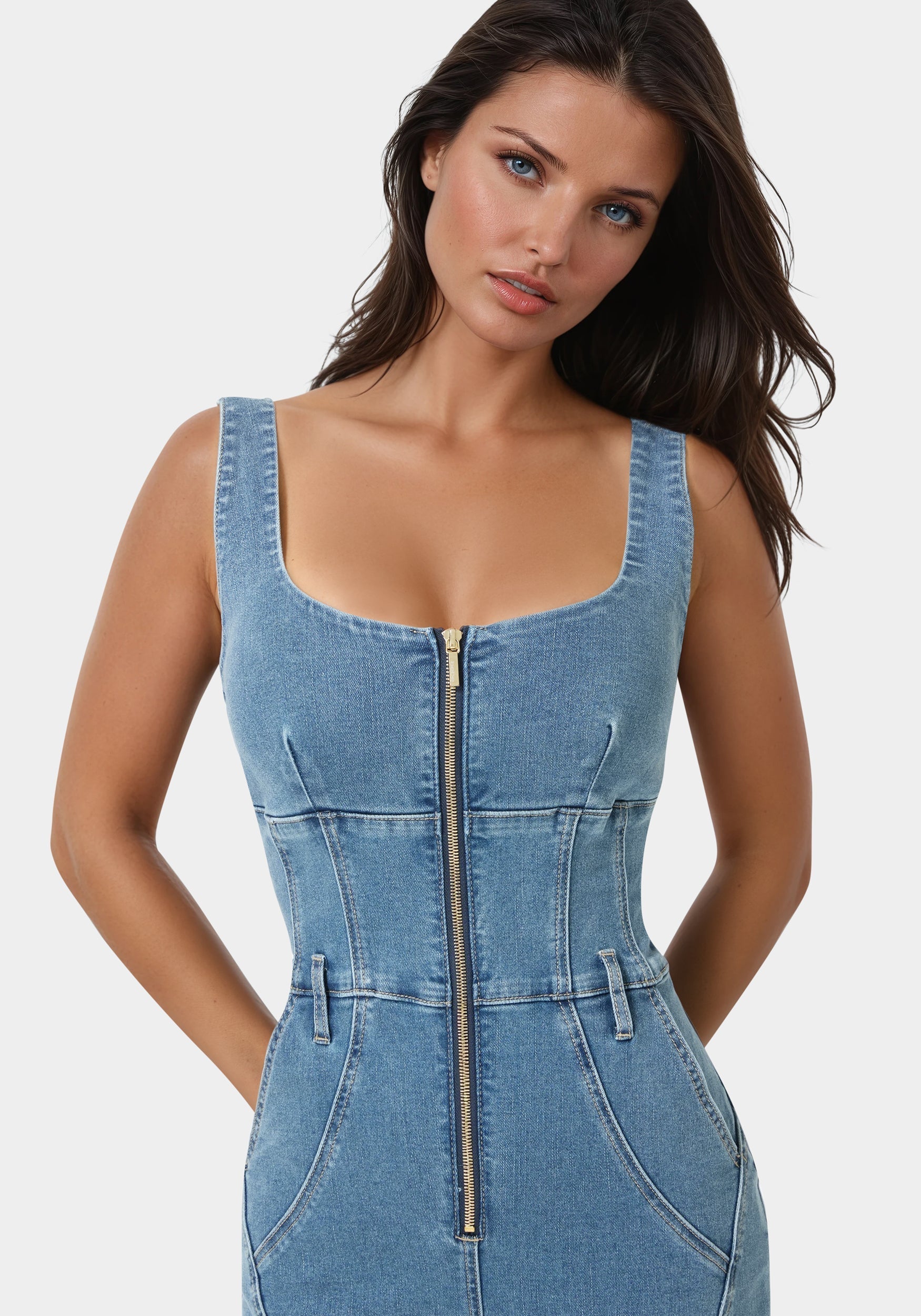 Corset Jogger Denim Jumpsuit