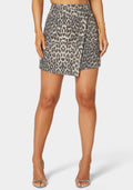 Printed Cheetah Mini Denim Skirt
