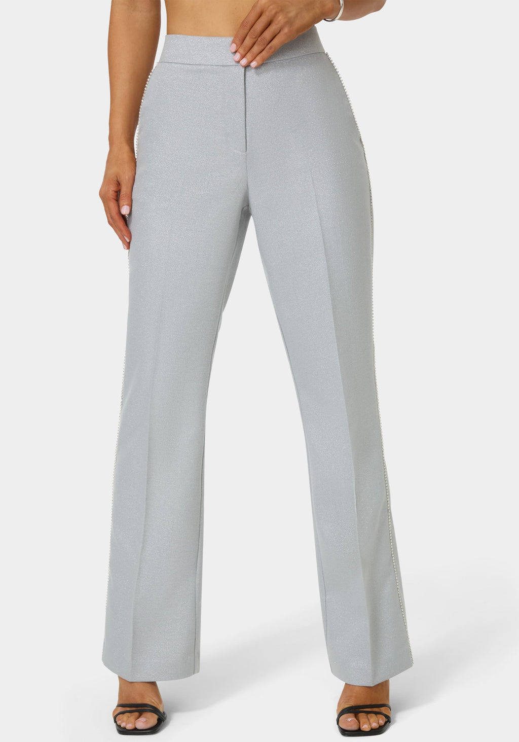 Glittery High Waist Mini Flare Leg Pant