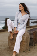 Lucy Long Sleeve Button Down Top Blue