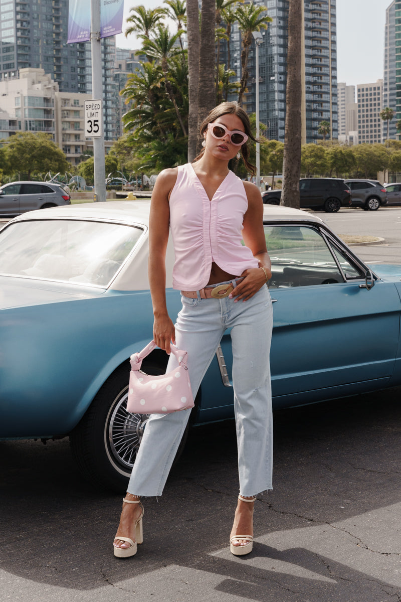Katie Hammered Oval Buckle Belt Blush
