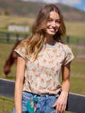 Lily Cotton Short Sleeve Tee Shirt - Horses