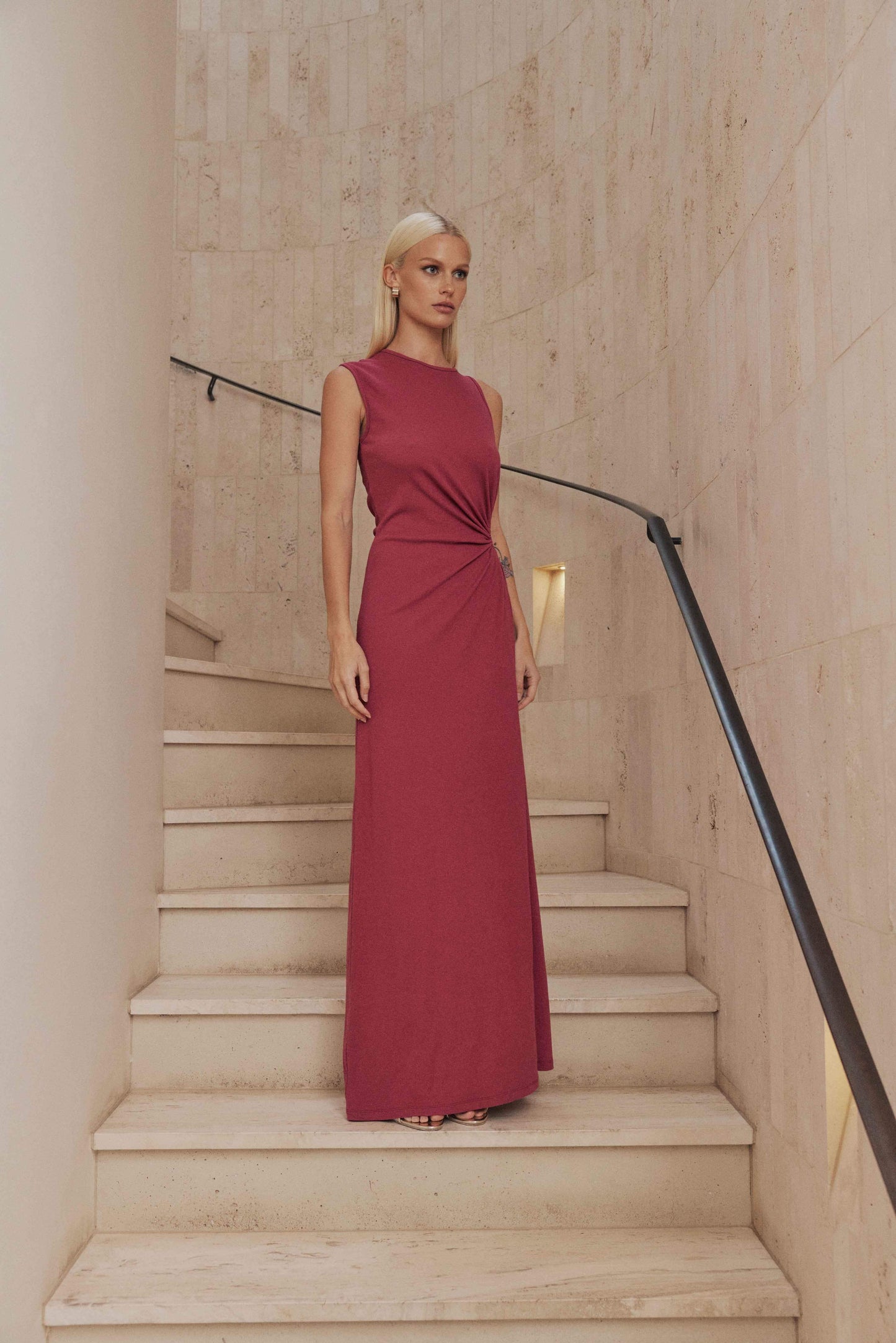 CURAAE Kendall Sleeveless Maxi Dress in Pink
