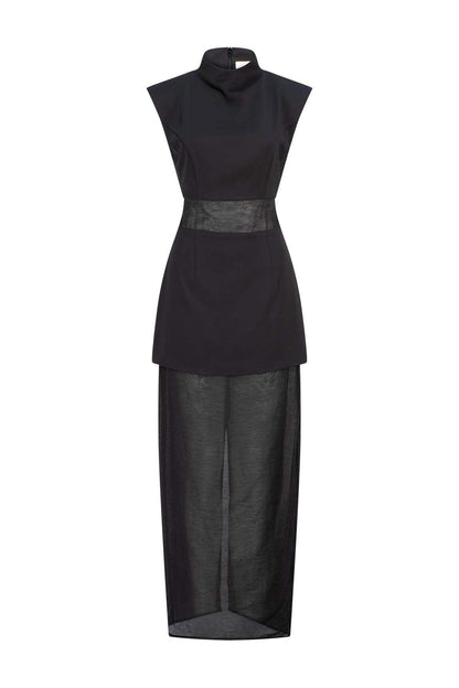 CURAAE Bond Sleeveless Mesh Maxi Dress in Black