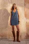 Courtney Mini Dress In Abstract Denim