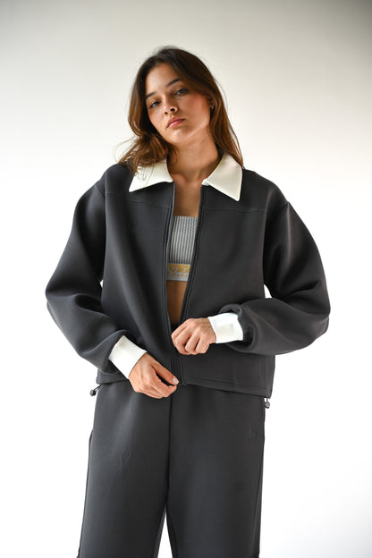 Kasey Knit Neoprene Jacket — Charcoal