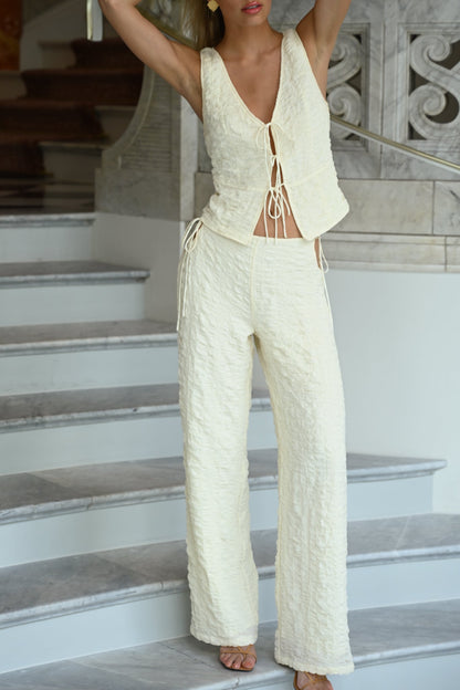 Jai Bubble Tie Pants — Buttercream