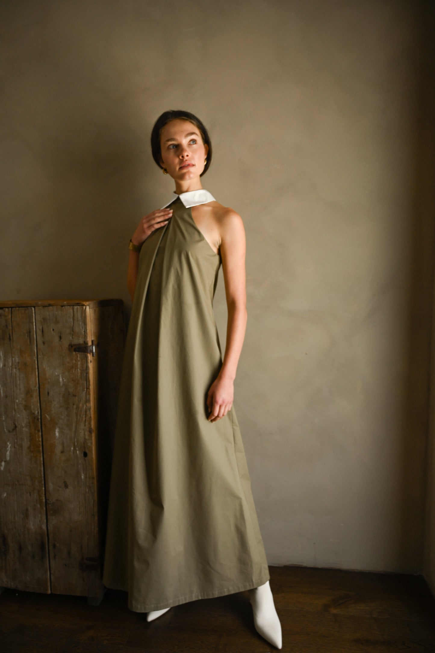 Reilly Cotton Poplin Dress — Olive