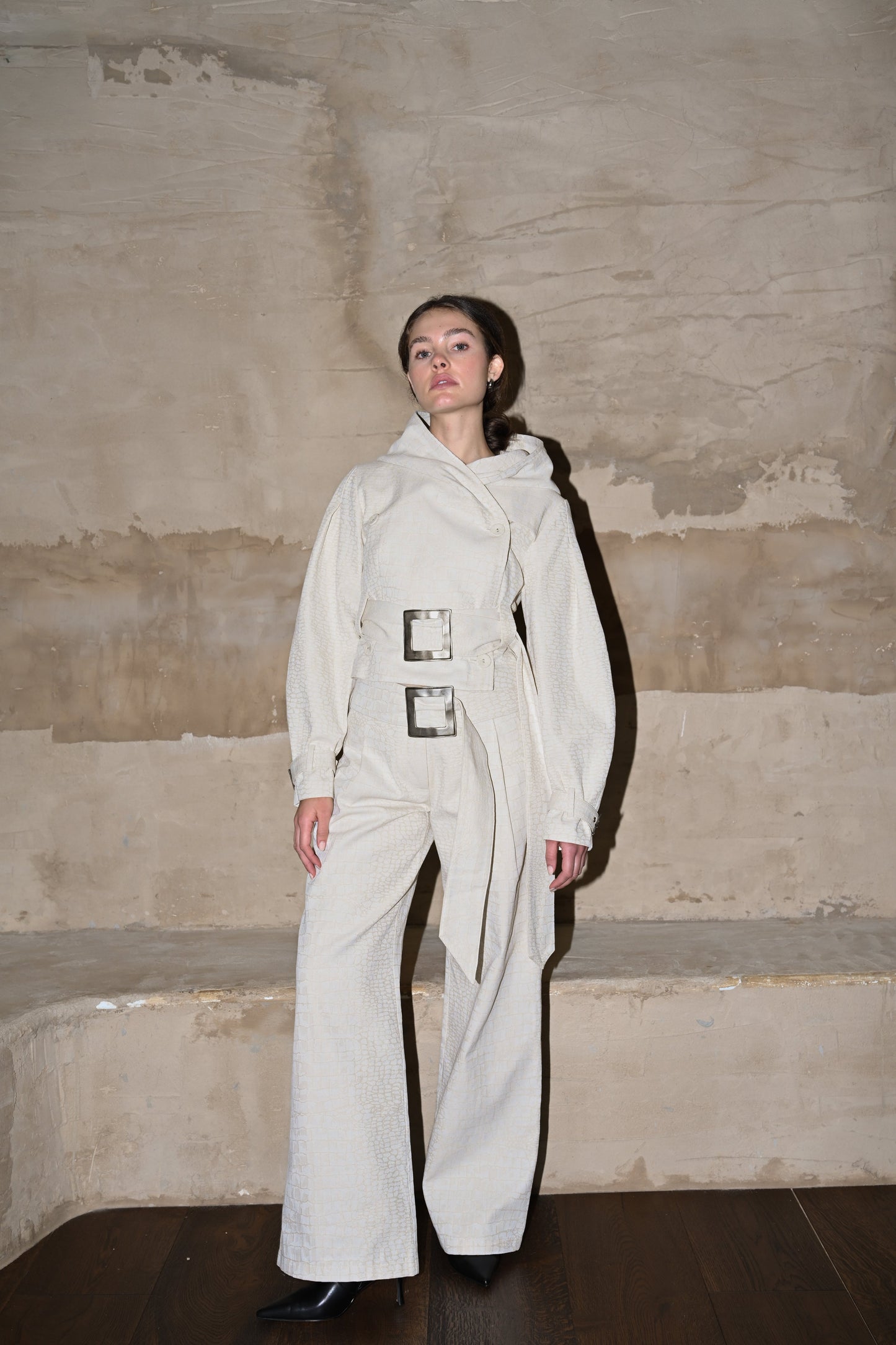 Soli Belted Pant — Snakeskin Jacquard