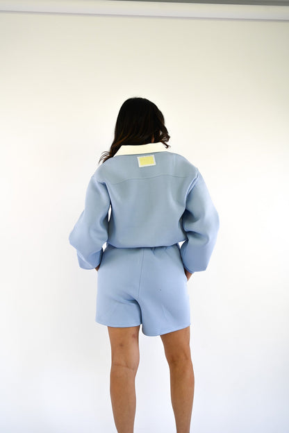 Ollie Knit Neoprene Shorts — Sky