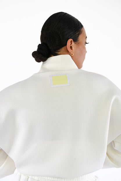 Maya Knit Neoprene Pullover — Offwhite
