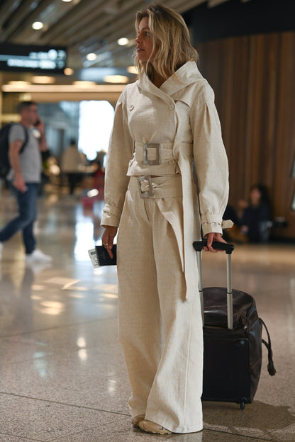 Soli Belted Pant — Snakeskin Jacquard