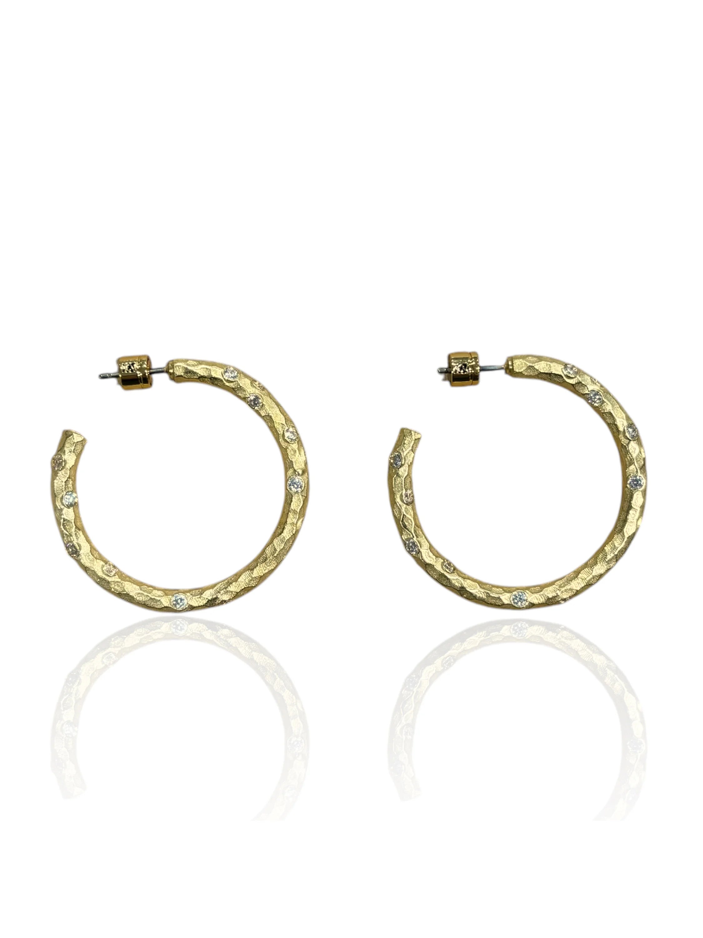 Tat2 Designs 1.5" Gold Pavia Hoop Earrings