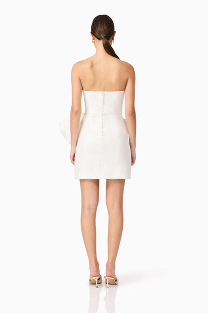 Elysie Bow Mini Dress in White