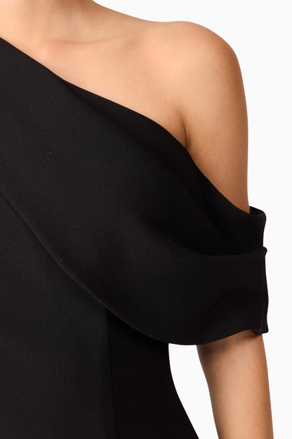 Ava Asymmetrical Mini Dress in Black
