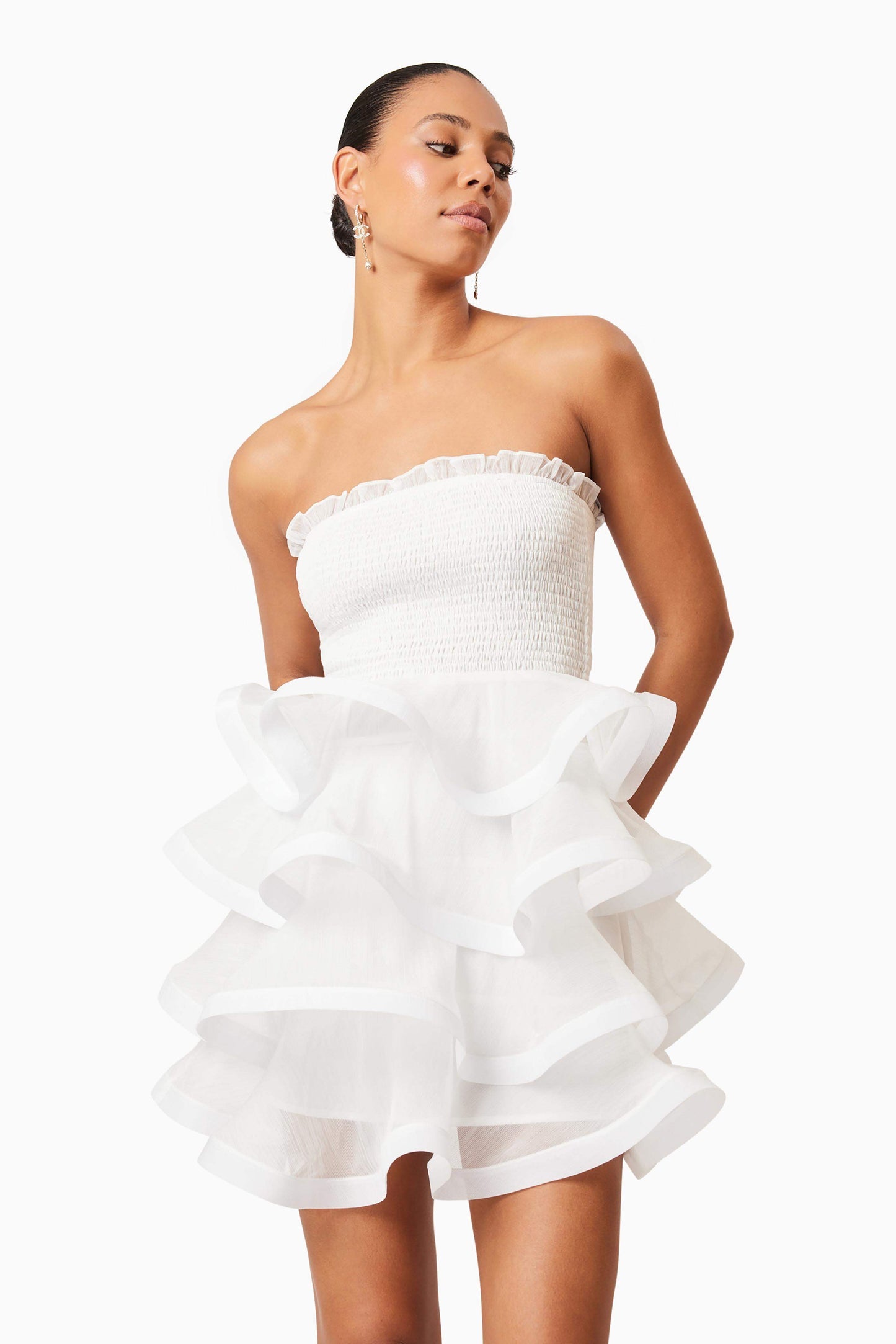Louise Strapless Mini Dress In White