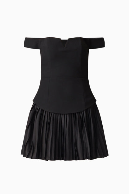 Elva Off Shoulder Mini Dress in Black