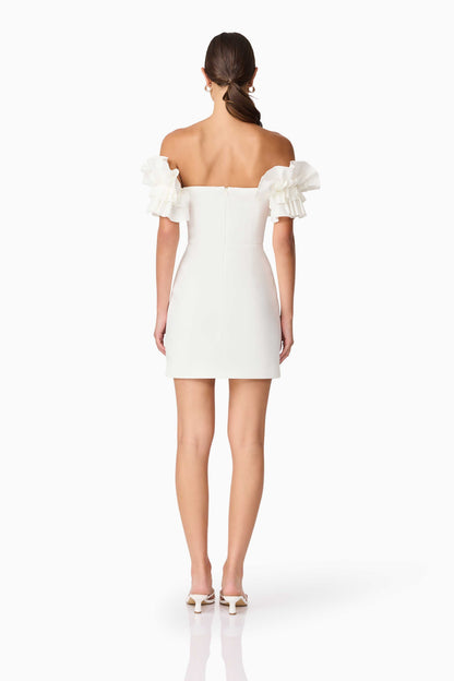 Nola Off The Shoulder Mini Dress in White