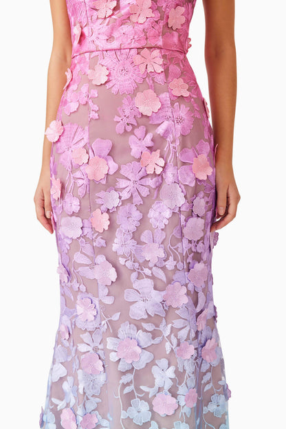 Elle Gown in Pink & Blue Ombre