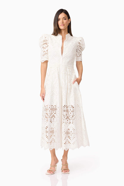 Carli Midi Shirt Dress in White