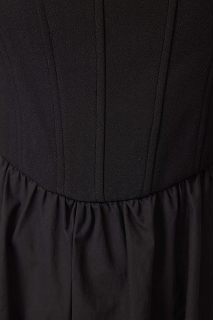 Ingrid Corset Midi Dress in Black