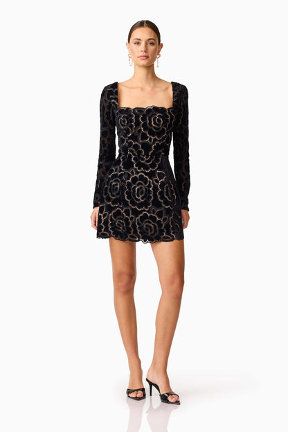 Eris Long Sleeve Mini Dress in Black