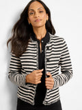 Striped Fringe Mix Femme Knit Jacket