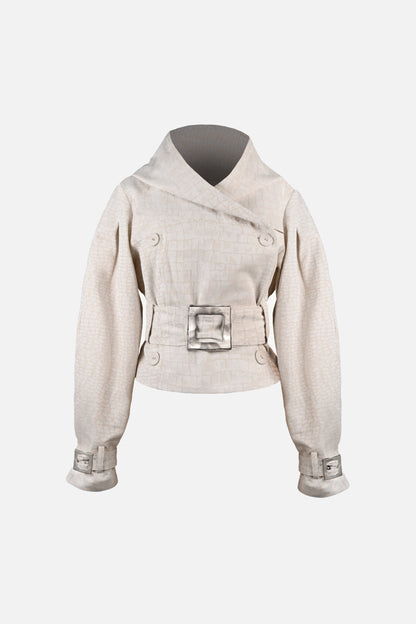 Ganna Belted Jacket — Snakeskin Jacquard