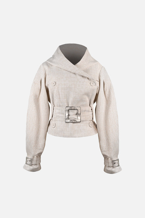 Ganna Belted Jacket — Snakeskin Jacquard