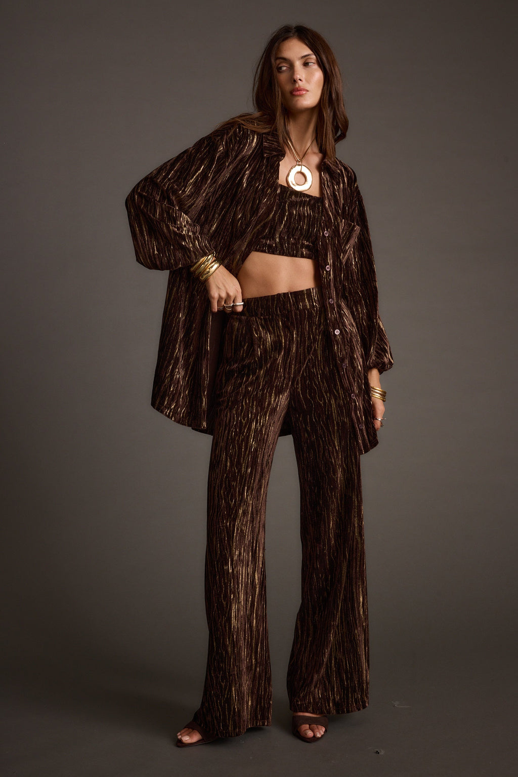 Rhea Espresso Velvet Trousers