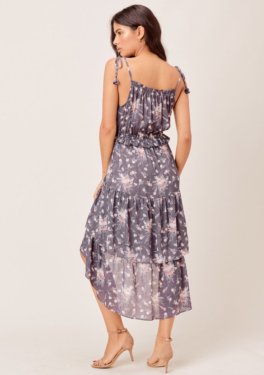 Nieva Floral Tie Strap Midi Dress