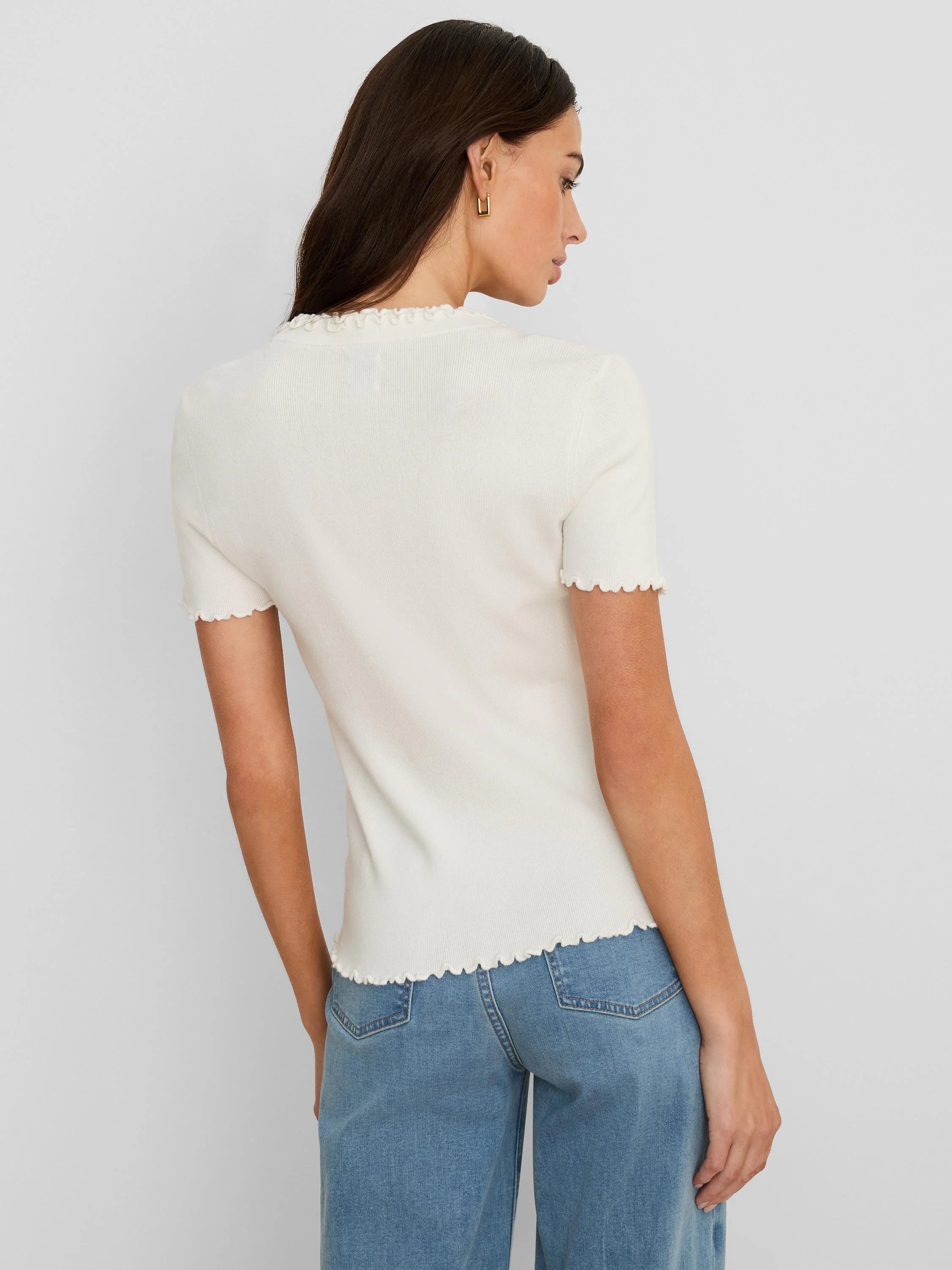 Ruffle Trim Sweater Tee