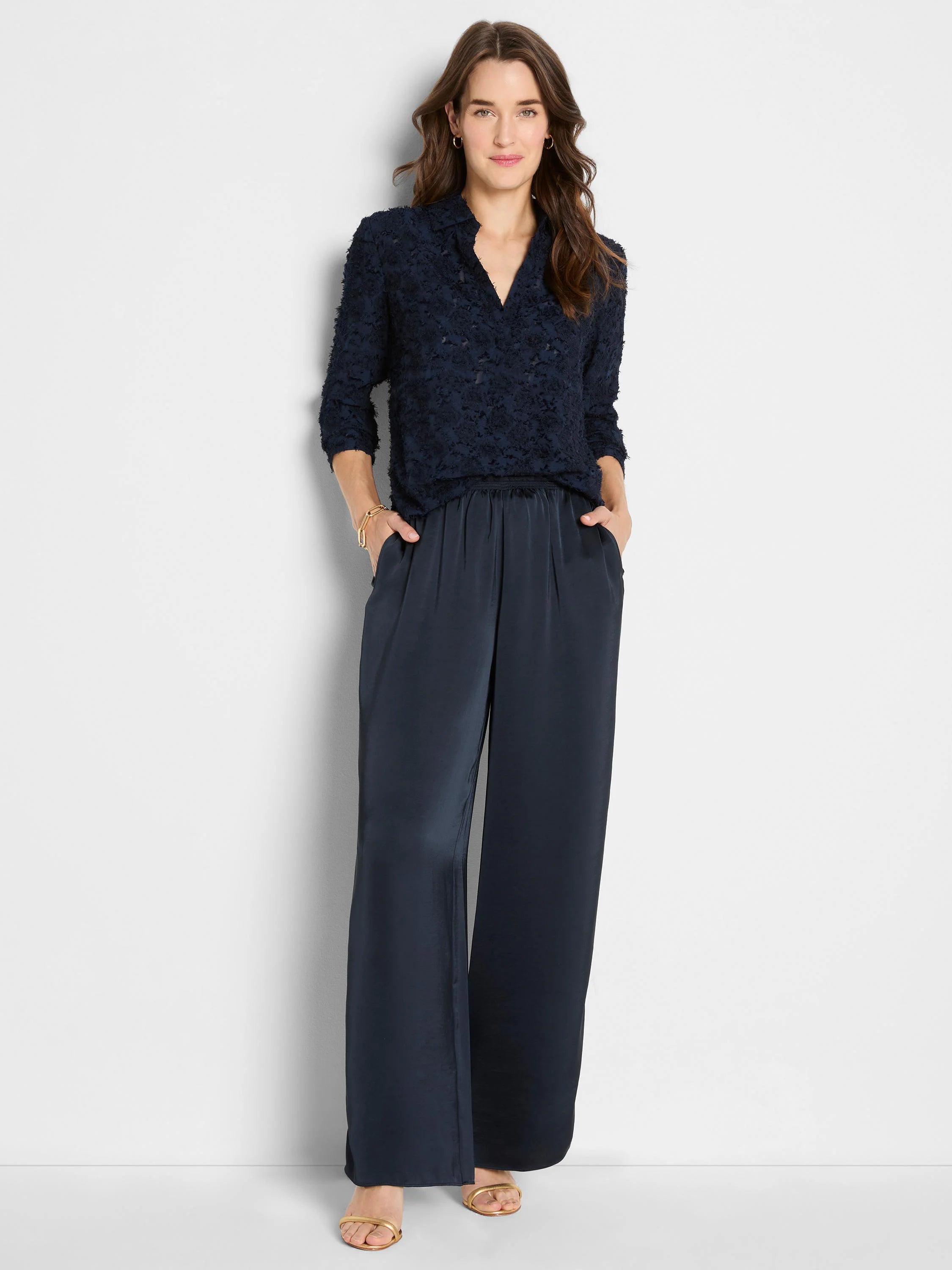 Any Occasion Clipped Jacquard Top