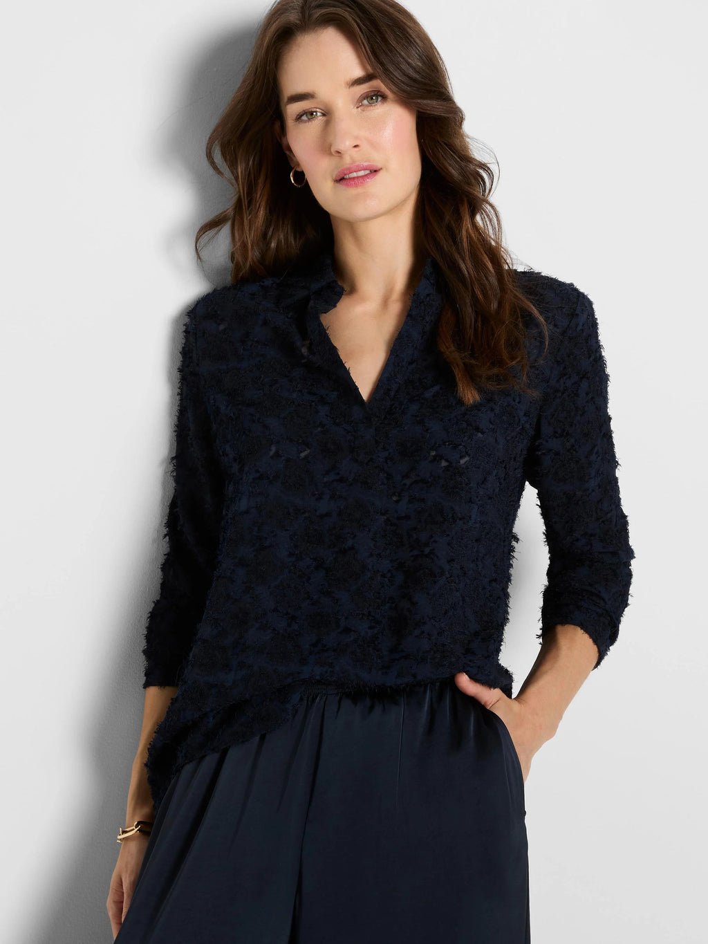 Any Occasion Clipped Jacquard Top