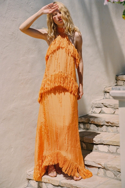 Jones Fringe Top — Orange