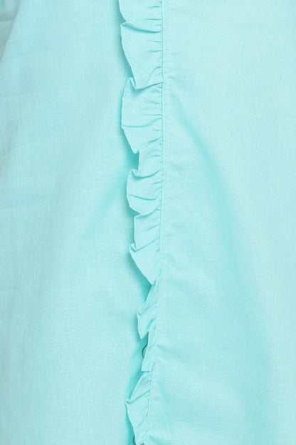 Cassandra Ruffle Mini Dress - Aqua